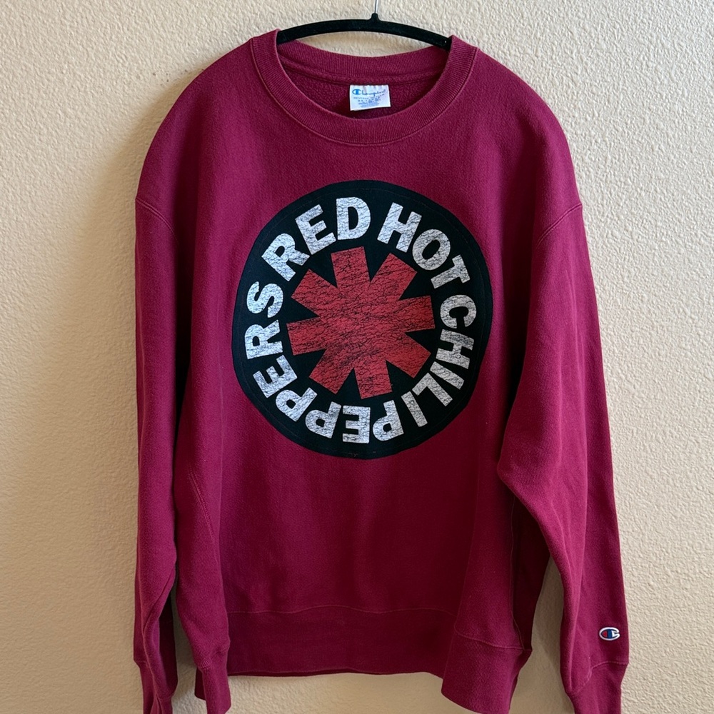 UPCYCLED UNISEX Crewneck Sweatshirt with Red Hot Chili Peppers Graphic
